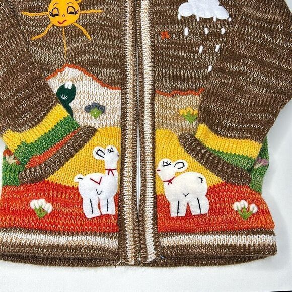 Alpaca Handmade Hooded Sweater Nature Animal Unisex Sz 8 - Picture 4 of 9